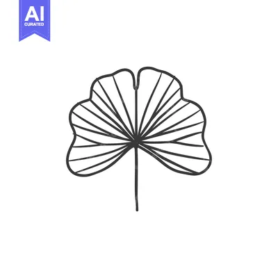 Aset desain premium: Hand-drawn illustration of a ginkgo leaf