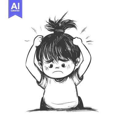 Aset premium populer: Hand-drawn Illustration of a Girl Feeling Frustrated