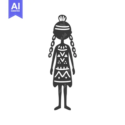 Aset premium populer: Hand-Drawn Illustration of a Girl with Tribal-Inspired Dress and Braid