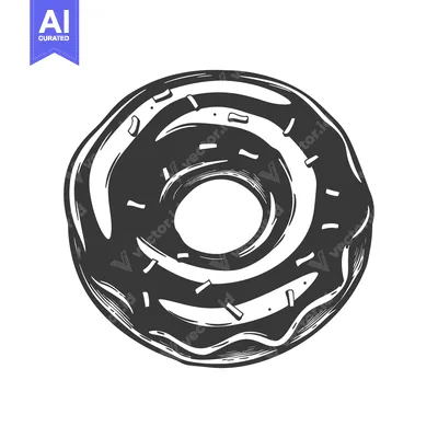 Aset premium populer: Hand-Drawn Illustration of a Glazed Donut with Sprinkles
