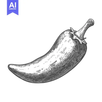 Aset desain premium: Hand-drawn Illustration of a Green Chili Pepper