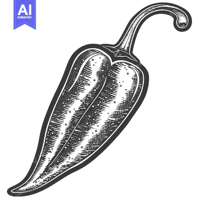 Aset desain premium: Hand-drawn Illustration of a Green Chili Pepper