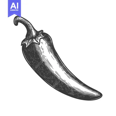 Aset premium populer: Hand-drawn Illustration of a Green Chili Pepper