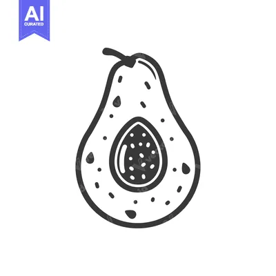 Popular premium asset: Hand-Drawn Illustration of a Halved Avocado with a Pit
