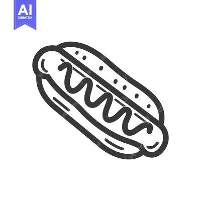 Premium design asset: Hand-drawn illustration of a hotdog with mustard