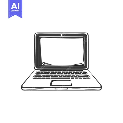 Aset desain premium: Hand-drawn illustration of a laptop computer
