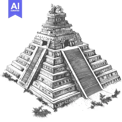 Popular premium asset: Hand-Drawn Illustration of a Mayan Pyramid with Steps and Decoration