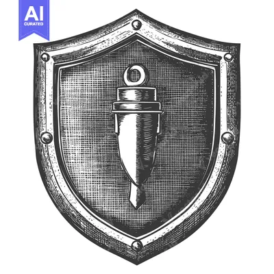 Aset premium populer: Hand-drawn Illustration of a Medieval Shield with a Weapon Inside