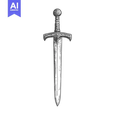 Hand-drawn Illustration of a Medieval Sword