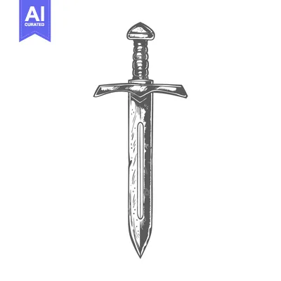 Popular premium asset: Hand-drawn illustration of a medieval sword with a detailed blade and