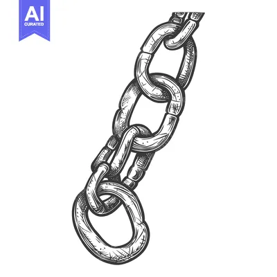Aset premium populer: Hand-drawn illustration of a metal chain with textured detail