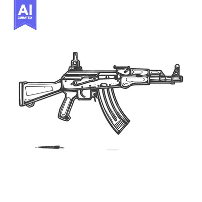 Hand-Drawn Illustration of an AK-47 Assault Rifle
