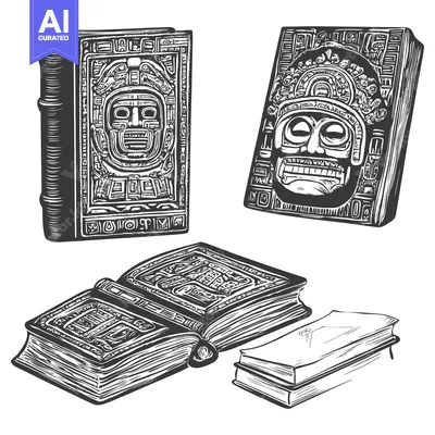 Aset premium populer: Hand-Drawn Illustration of Ancient Mayan Books with Intricate Designs