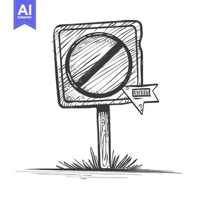 Premium design asset: Hand-drawn illustration of a no entry sign with a diagonal slash