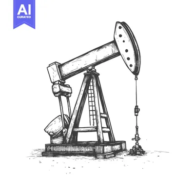 Popular premium asset: Hand-drawn Illustration of an Oil Derrick Pumping Crude Oil