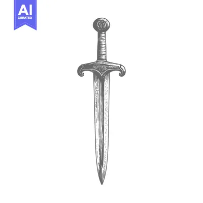 Aset premium populer: Hand-Drawn Illustration of an Ornate Sword