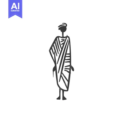 Premium design asset: Hand-drawn Illustration of a Person Wearing a Traditional Garment