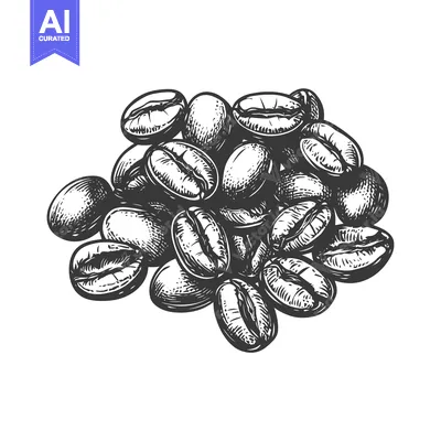 Hand-Drawn Illustration of a Pile of Coffee Beans