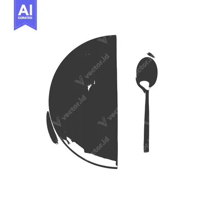 Premium design asset: Hand-drawn illustration of a plate and spoon