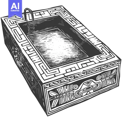 Aset desain premium: Hand-Drawn Illustration of a Pool with Geometric Design
