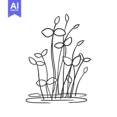 Premium design asset: Hand-Drawn Illustration of Aquatic Plants in Water