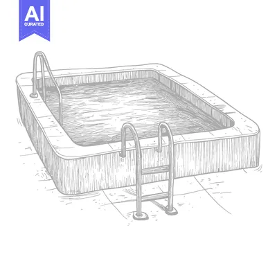 Aset desain premium: Hand-drawn Illustration of a Rectangular Swimming Pool with Ladders