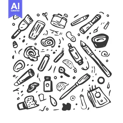 Aset premium populer: Hand-Drawn Illustration of Art Supplies and Paint Splatter