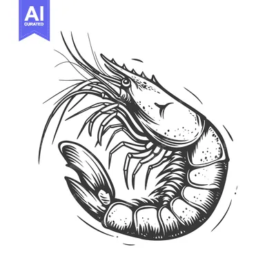 Premium design asset: Hand-Drawn Illustration of a Shrimp