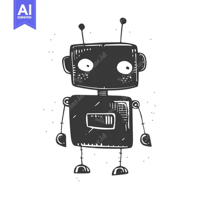 Popular premium asset: Hand-drawn Illustration of a Simple Black Robot
