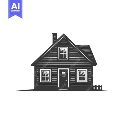 Aset premium populer: Hand-drawn illustration of a simple house with a chimney