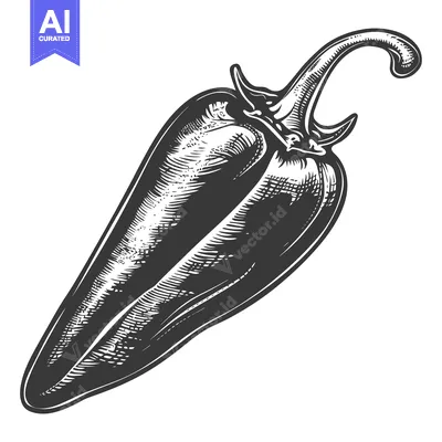 Aset premium populer: Hand-drawn illustration of a single black and white pepper