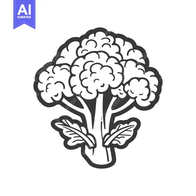 Popular premium asset: Hand-Drawn Illustration of a Single Broccoli Floret with Leaves
