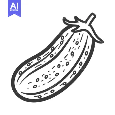 Popular premium asset: Hand-drawn illustration of a single cucumber with a stem