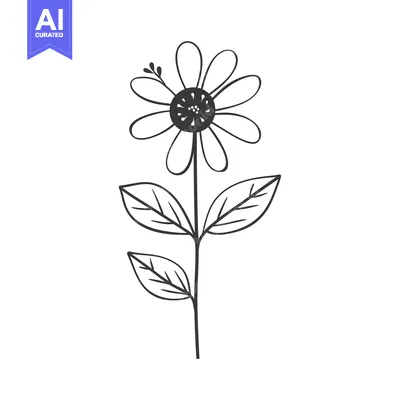 Popular premium asset: Hand-drawn illustration of a single daisy with leaves
