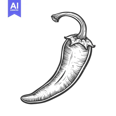 Aset desain premium: Hand-drawn illustration of a single green chili pepper