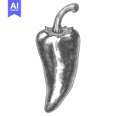 Aset desain premium: Hand-drawn Illustration of a Single Green Pepper