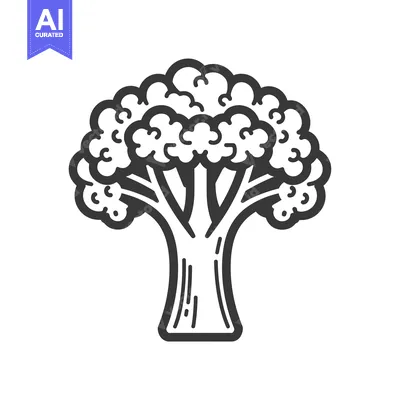 Aset premium populer: Hand-Drawn Illustration of a Single Head of Broccoli