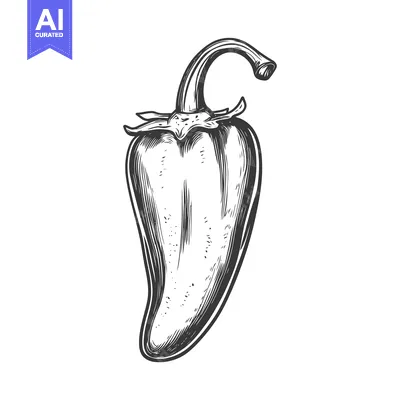 Hand-Drawn Illustration of a Single Jalapeno Pepper