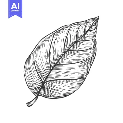 Aset premium populer: Hand-Drawn Illustration of a Single Leaf with Detailed Veins