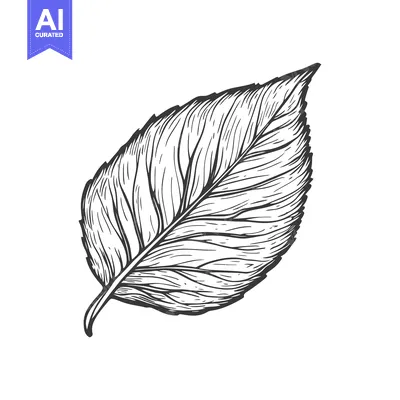 Popular premium asset: Hand-Drawn Illustration of a Single Leaf with Detailed Veins