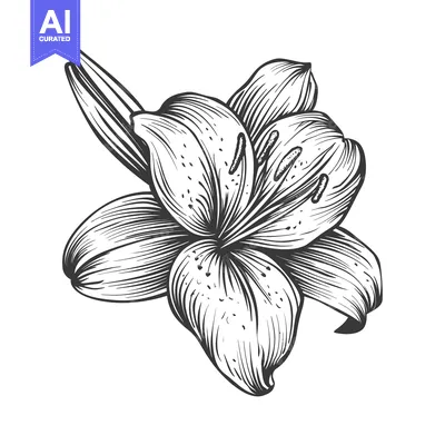 Aset premium populer: Hand-drawn illustration of a single lily flower
