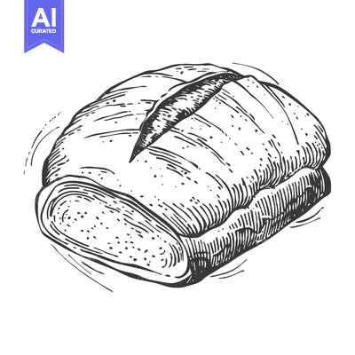Hand-Drawn Illustration of a Single Loaf of Bread