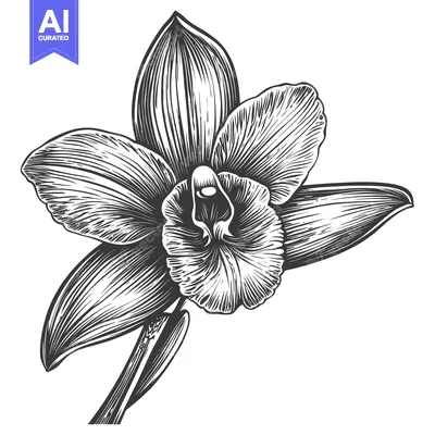 Premium design asset: Hand-drawn Illustration of a Single Orchid Flower