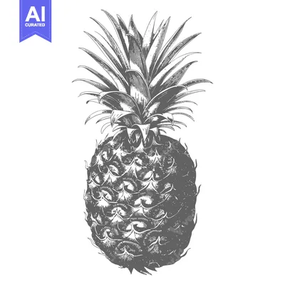 Aset premium populer: Hand-Drawn Illustration of a Single Pineapple