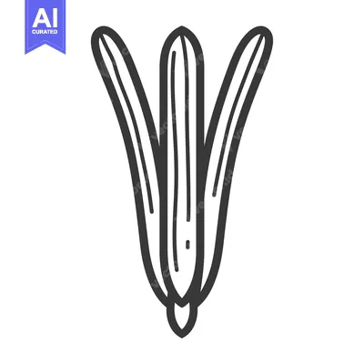 Premium design asset: Hand-drawn illustration of a single, spiky, dark grey plant leaf
