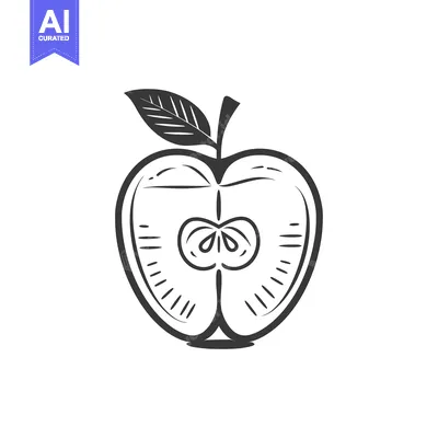 Popular premium asset: Hand-Drawn Illustration of a Sliced Apple with Leaf