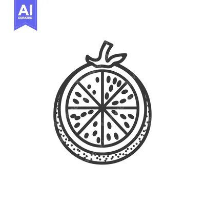 Premium design asset: Hand-drawn Illustration of a Sliced Orange with a Stem