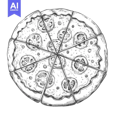 Popular premium asset: Hand-drawn Illustration of a Sliced Pizza with Tomatoes
