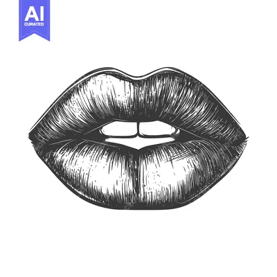 Aset premium populer: Detailed Sketch of Sensual Lips with a Hint of a Smile.