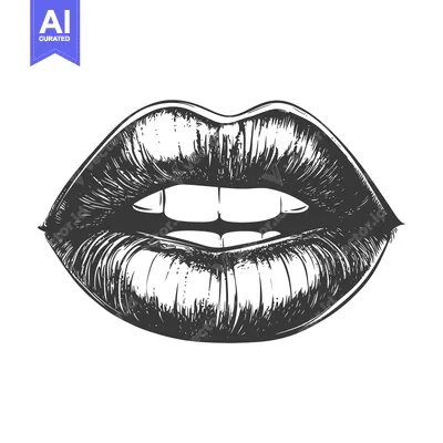 Popular premium asset: Hand-drawn Illustration of a Slightly Open Mouth with Full Lips